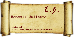 Bencsik Julietta névjegykártya
